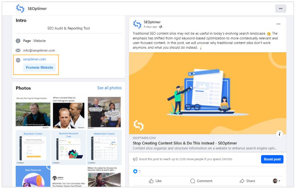 enlace de la página de facebook
