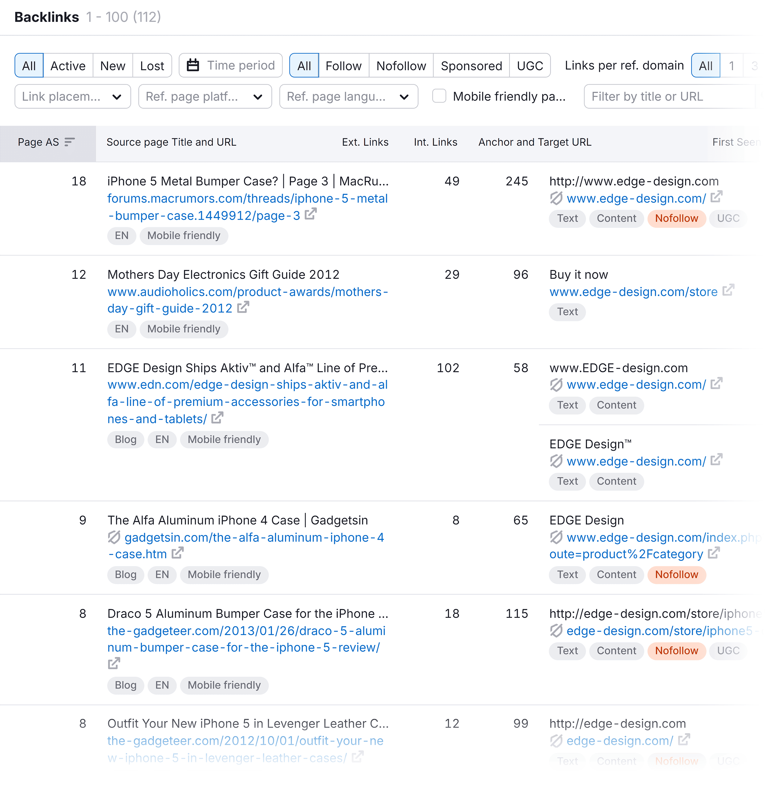 Backlink Analytics – Edge Design – Backlinks