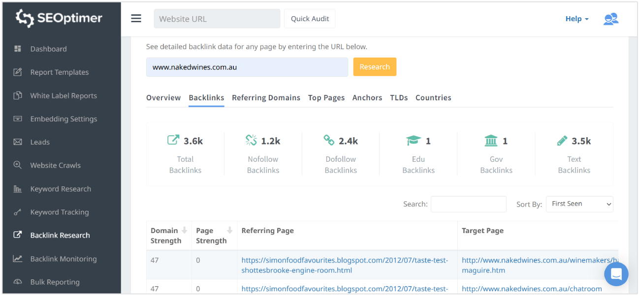 Backlinks tab