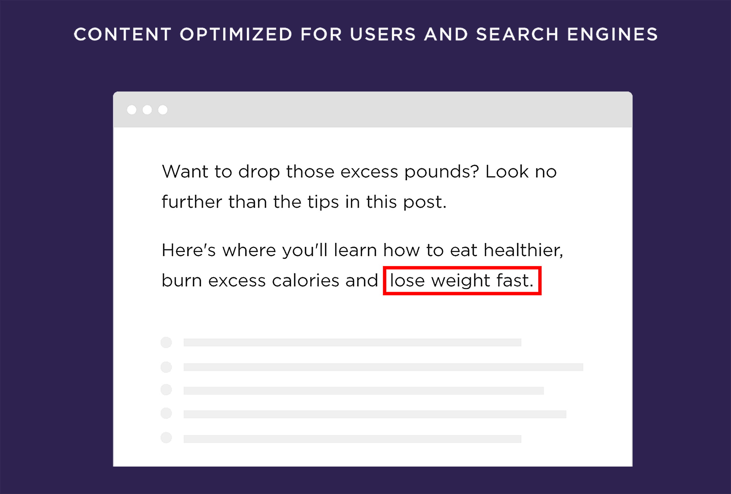 Content Optimized for Users and Search Engine Content Optimized for Users and Search Engine