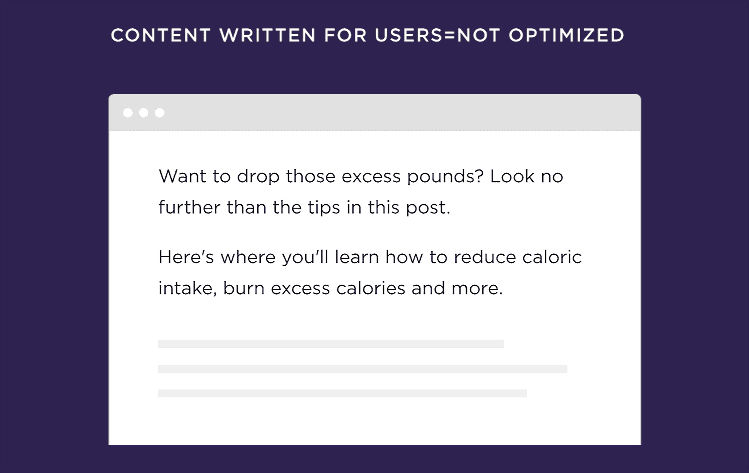 Content Written for Users and not Optimized Content Written for Users and not Optimized