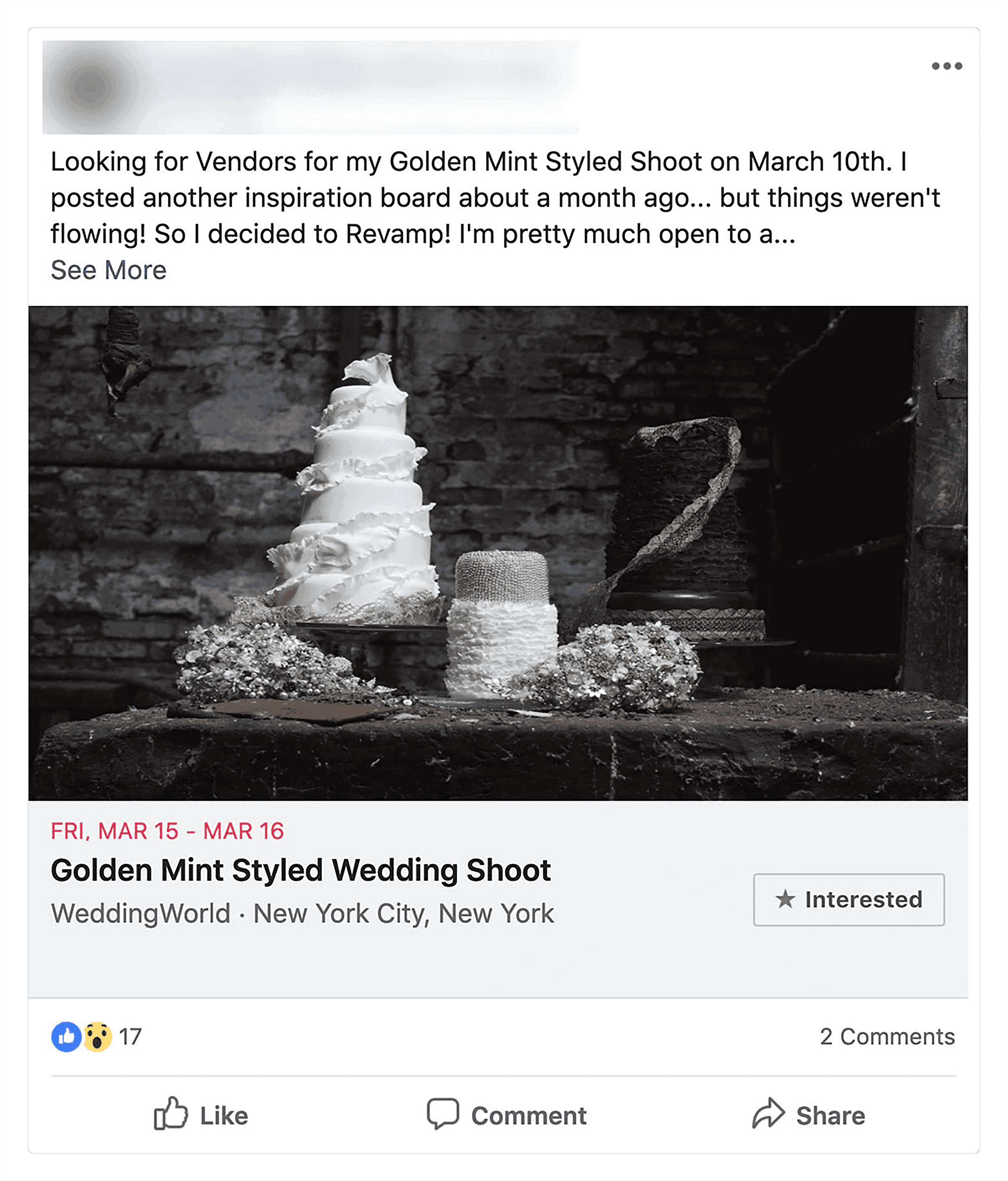 Facebook event listing