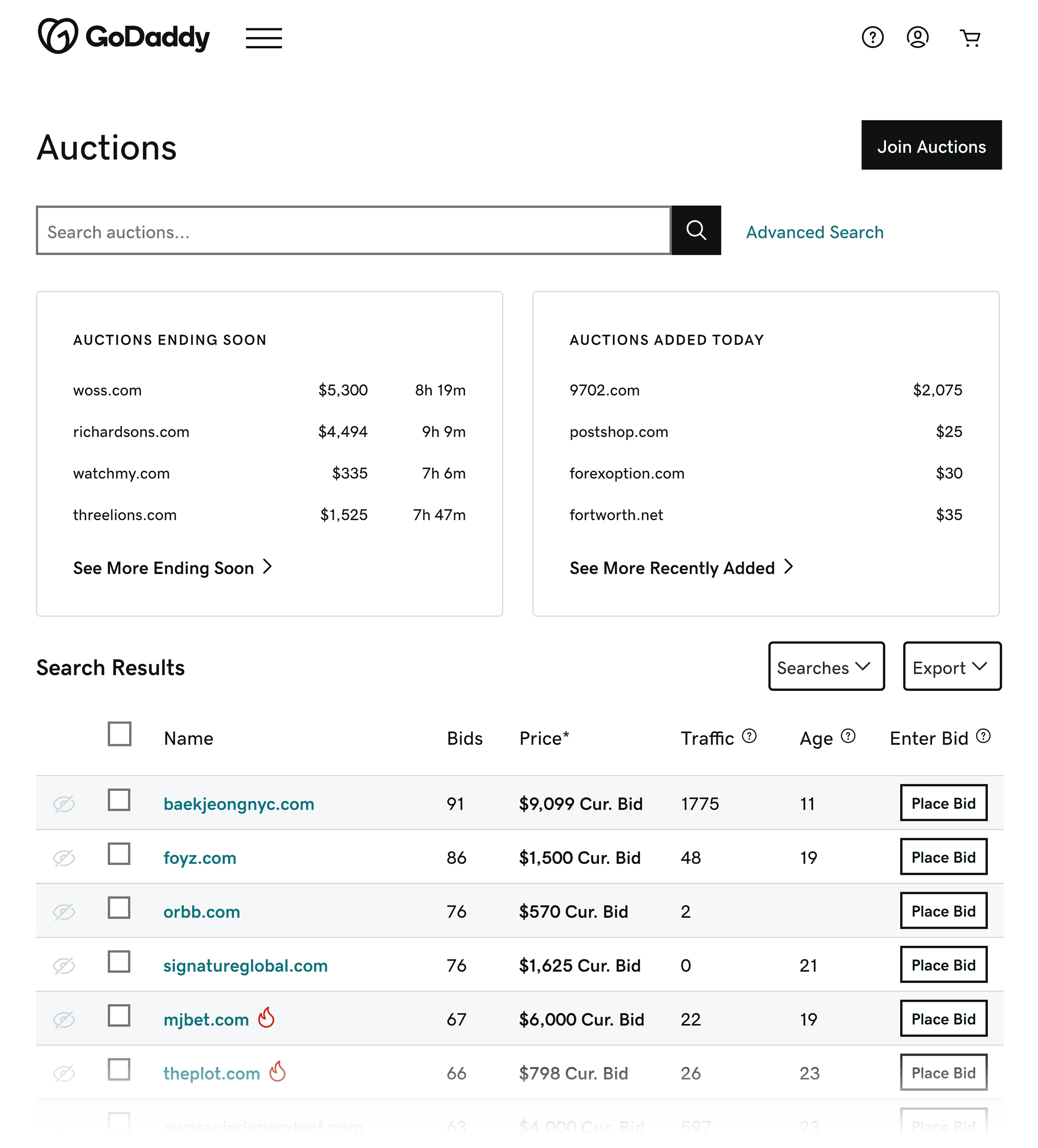 GoDaddy Auctions