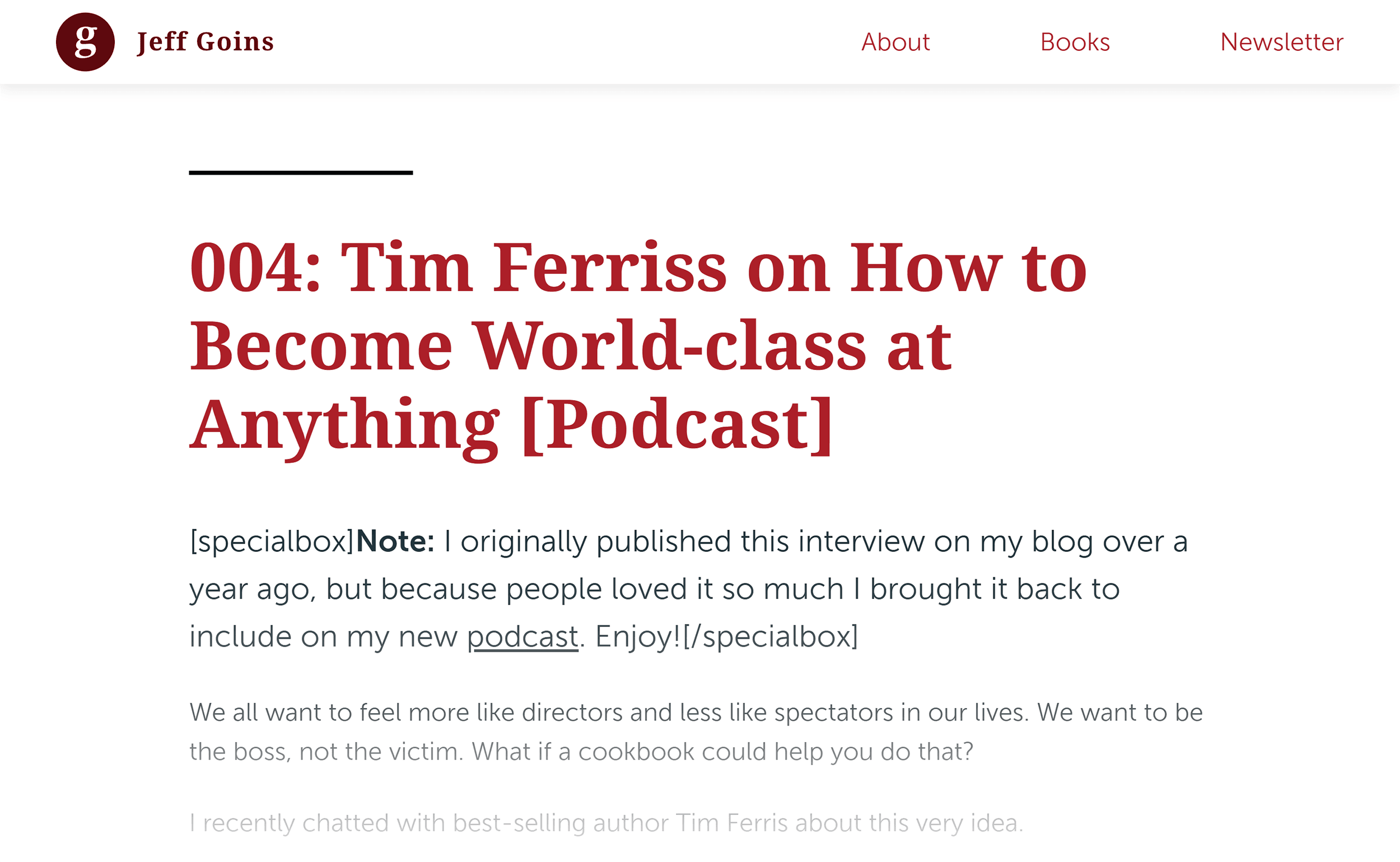GoinsWriter – Tim Ferriss – Podcast