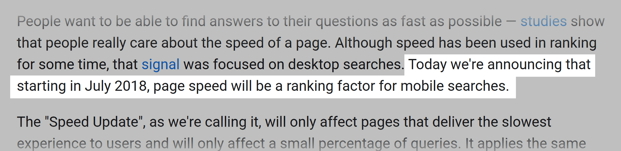 Google Page Speed Update