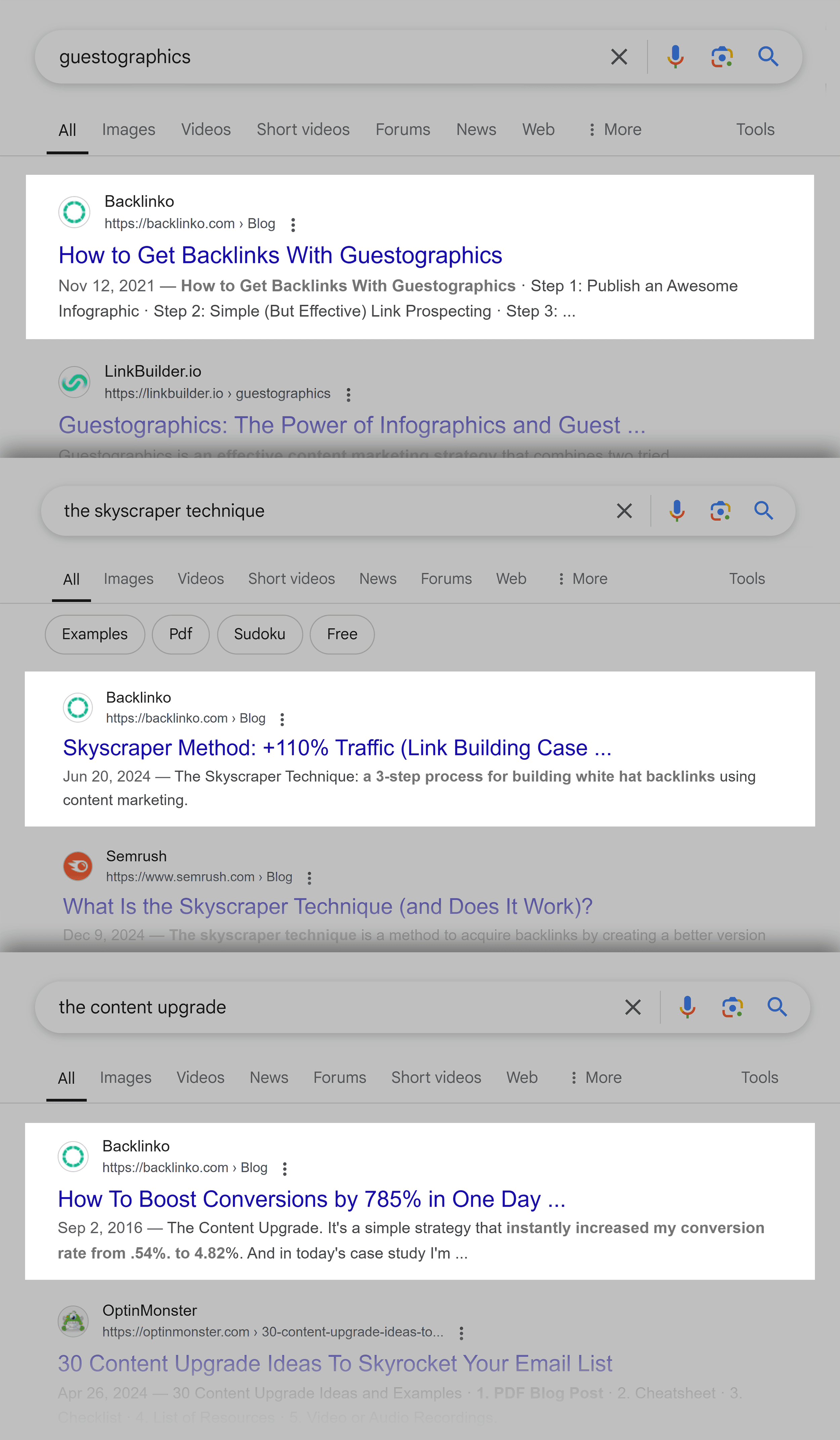 Google SERP Collage