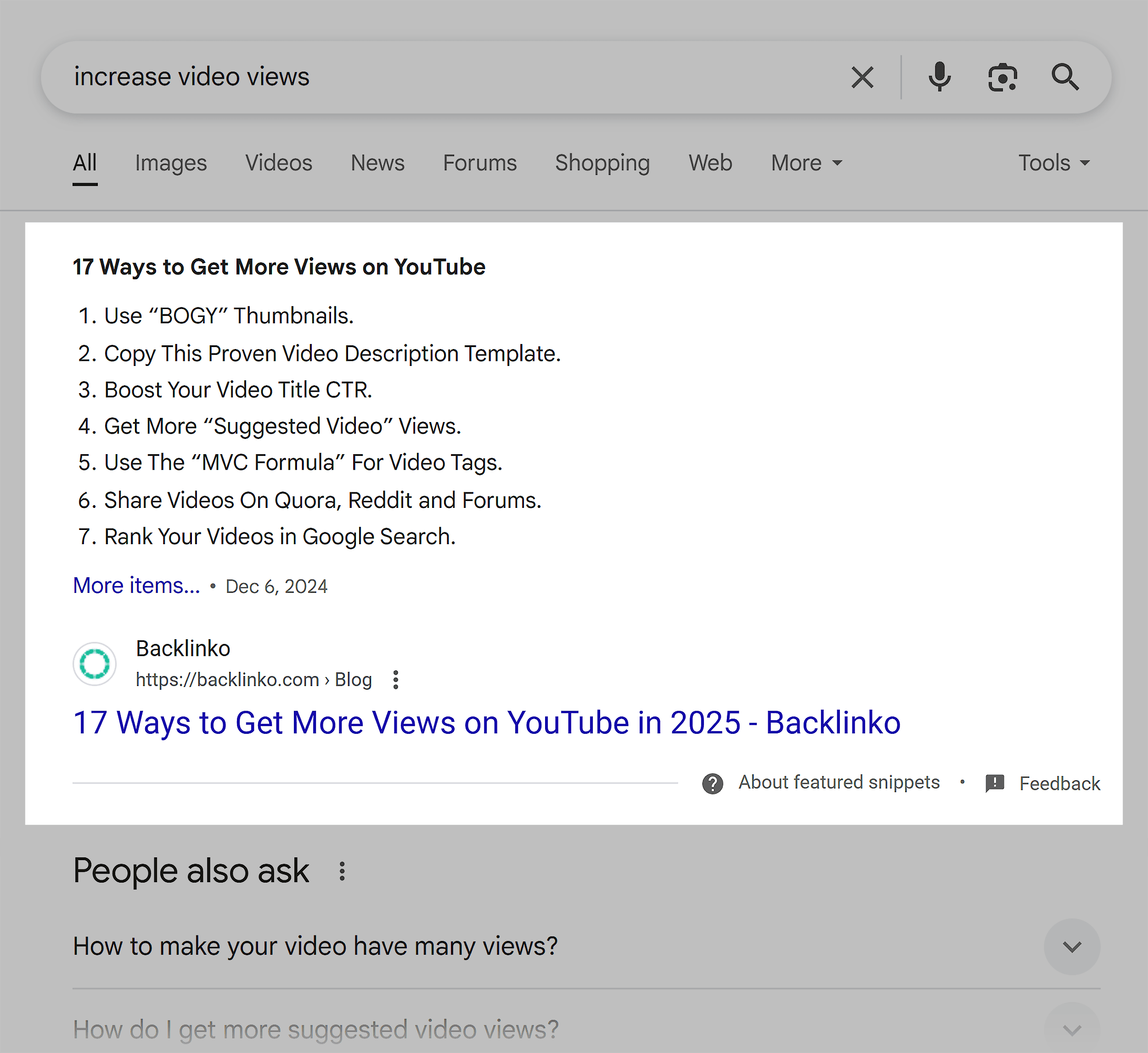 Google SERP – Increase video view – Featured snippet Google SERP – Increase video view – Featured snippet