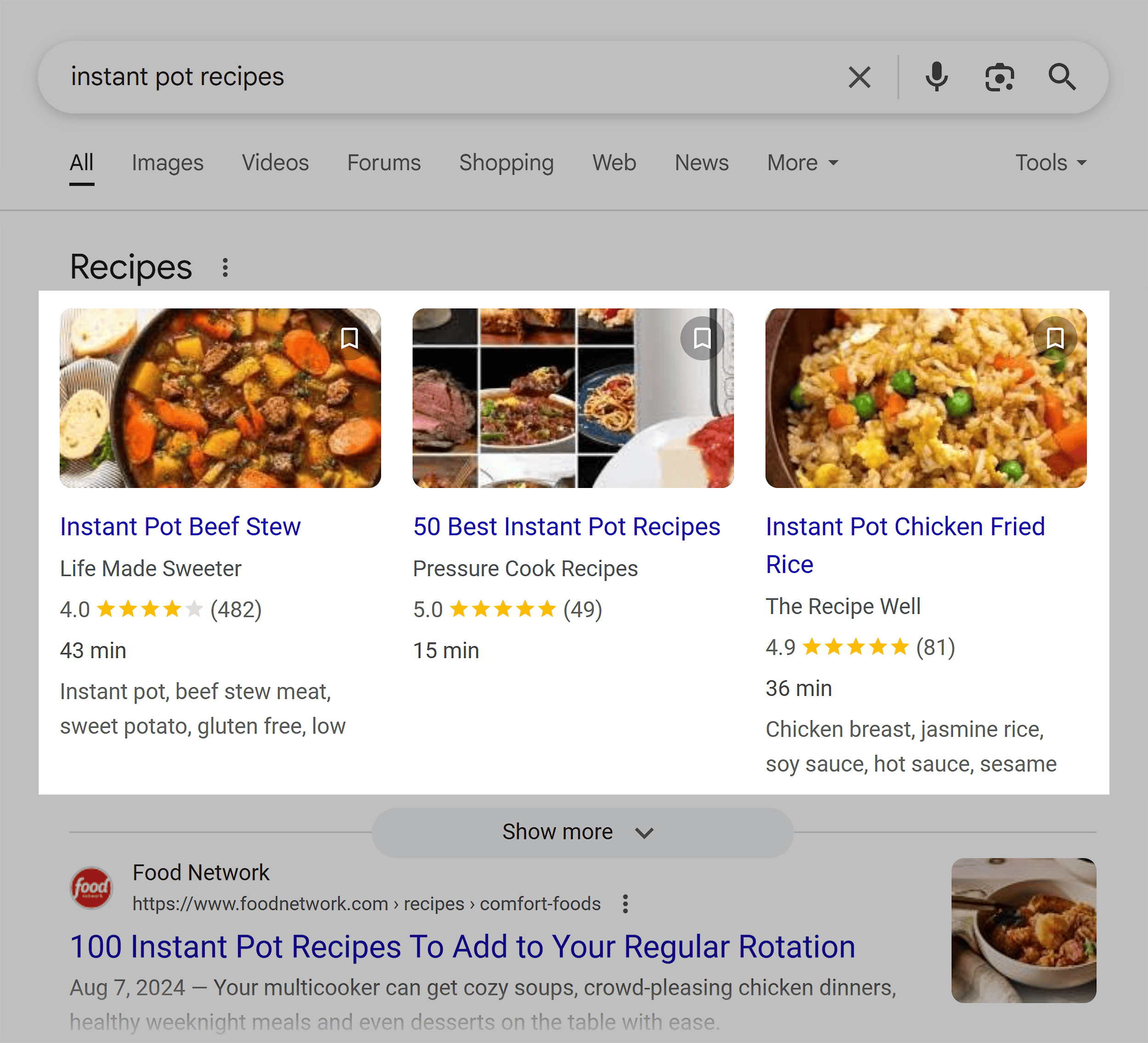 Google SERP – Instant pot – Recipes Google SERP – Instant pot – Recipes