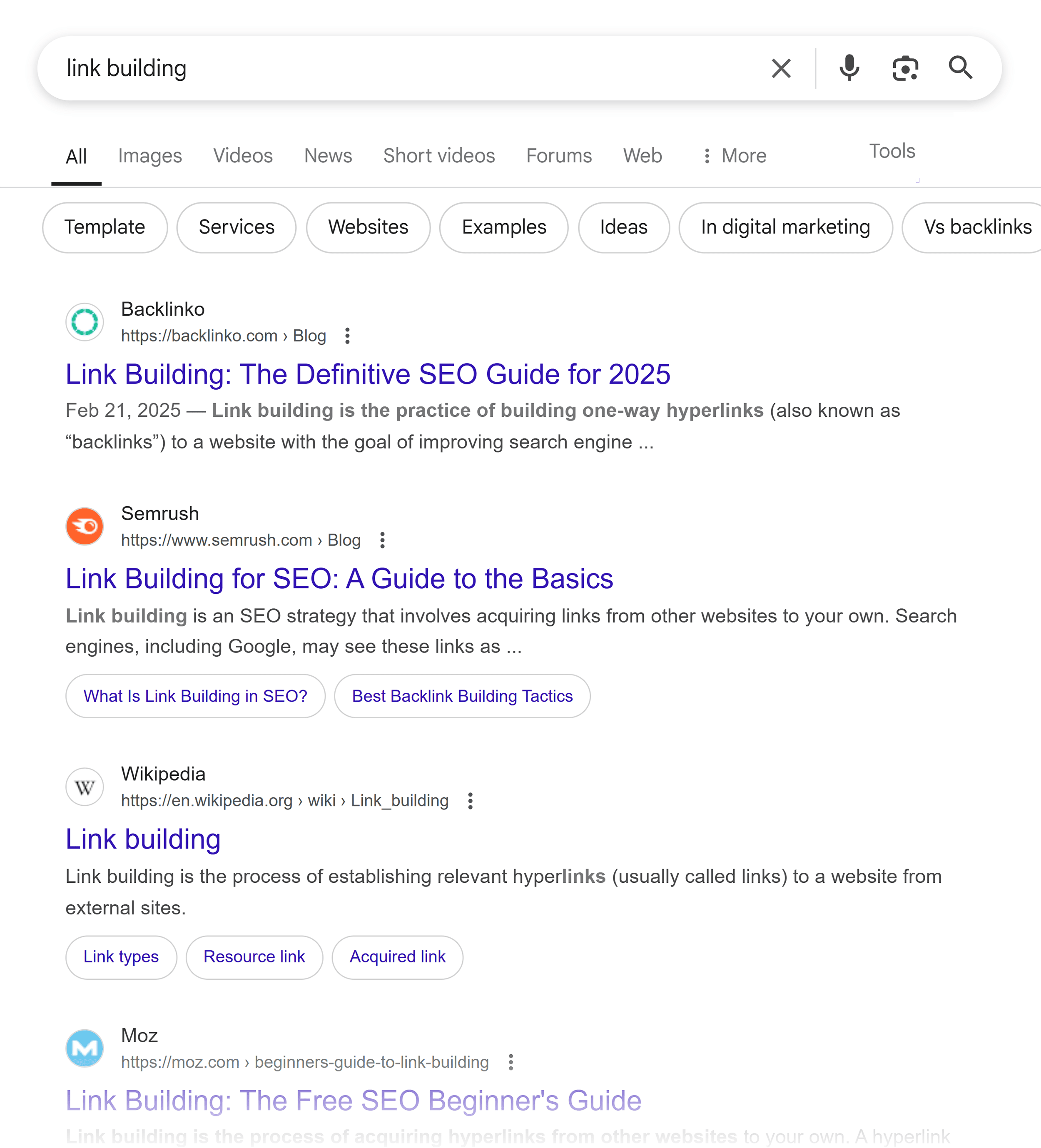 Google SERP – Link Building