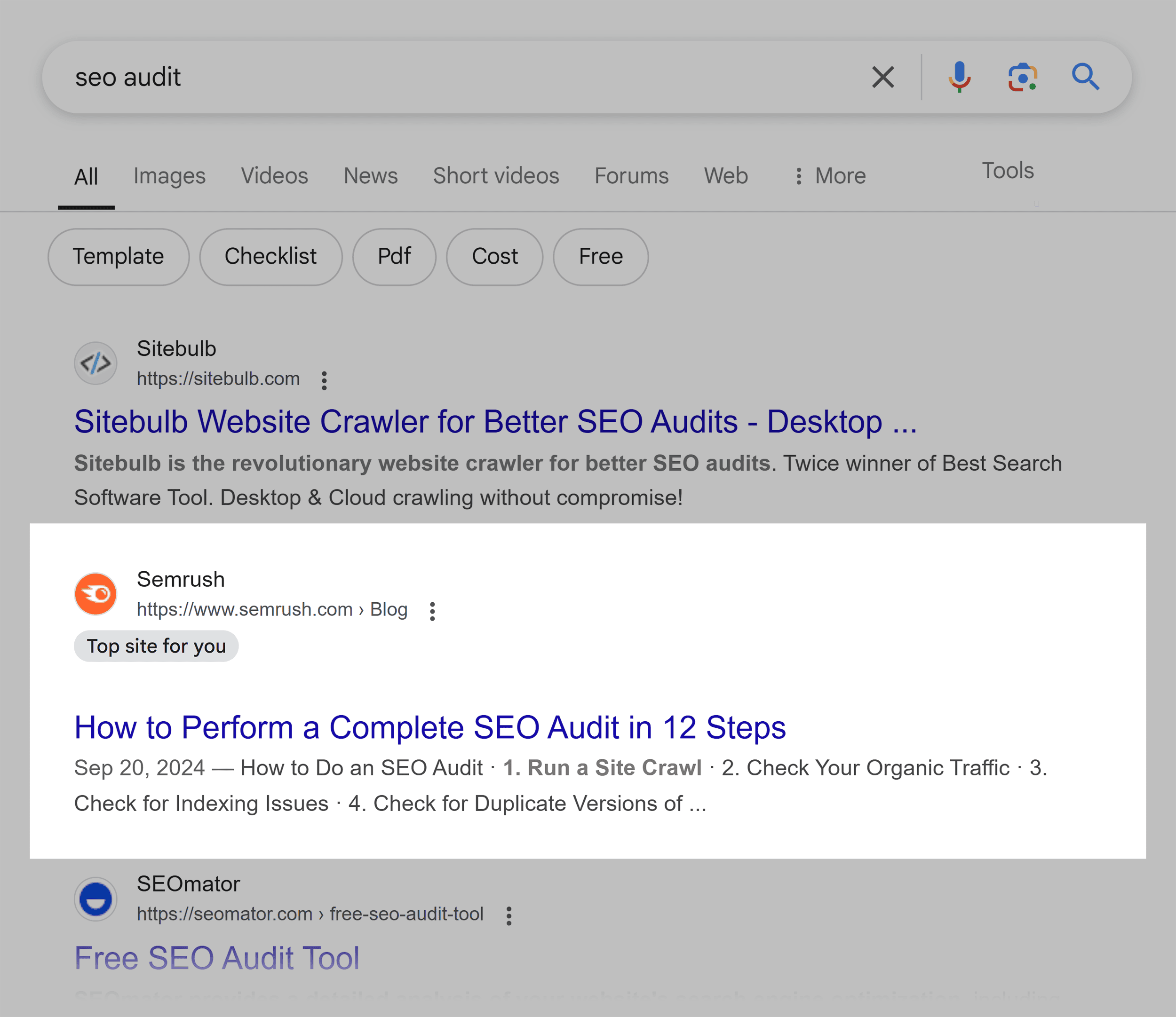 Google SERP – SEO Audit Google SERP – SEO Audit