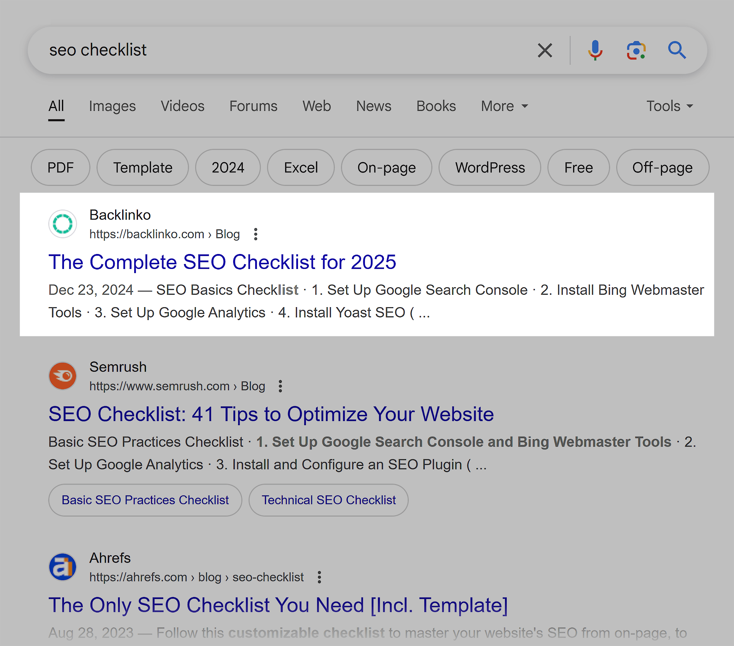 Google SERP – SEO Checklist Google SERP – SEO Checklist