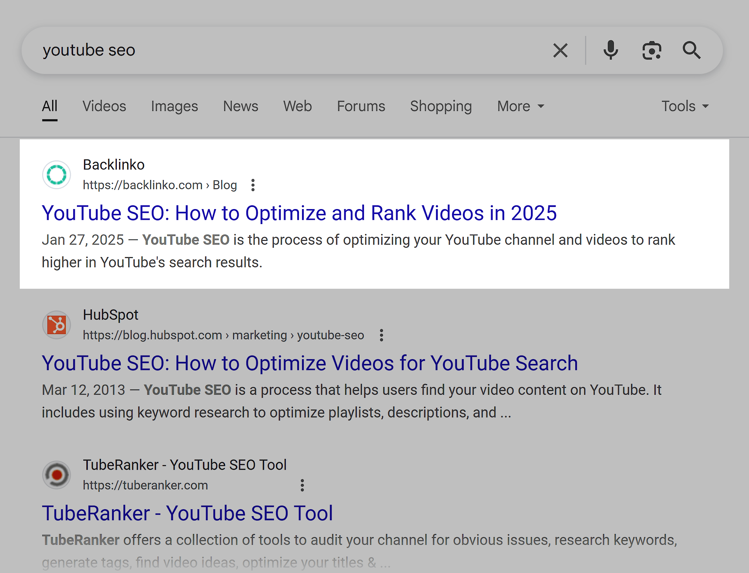 Google SERP – YouTube SEO Google SERP – YouTube SEO