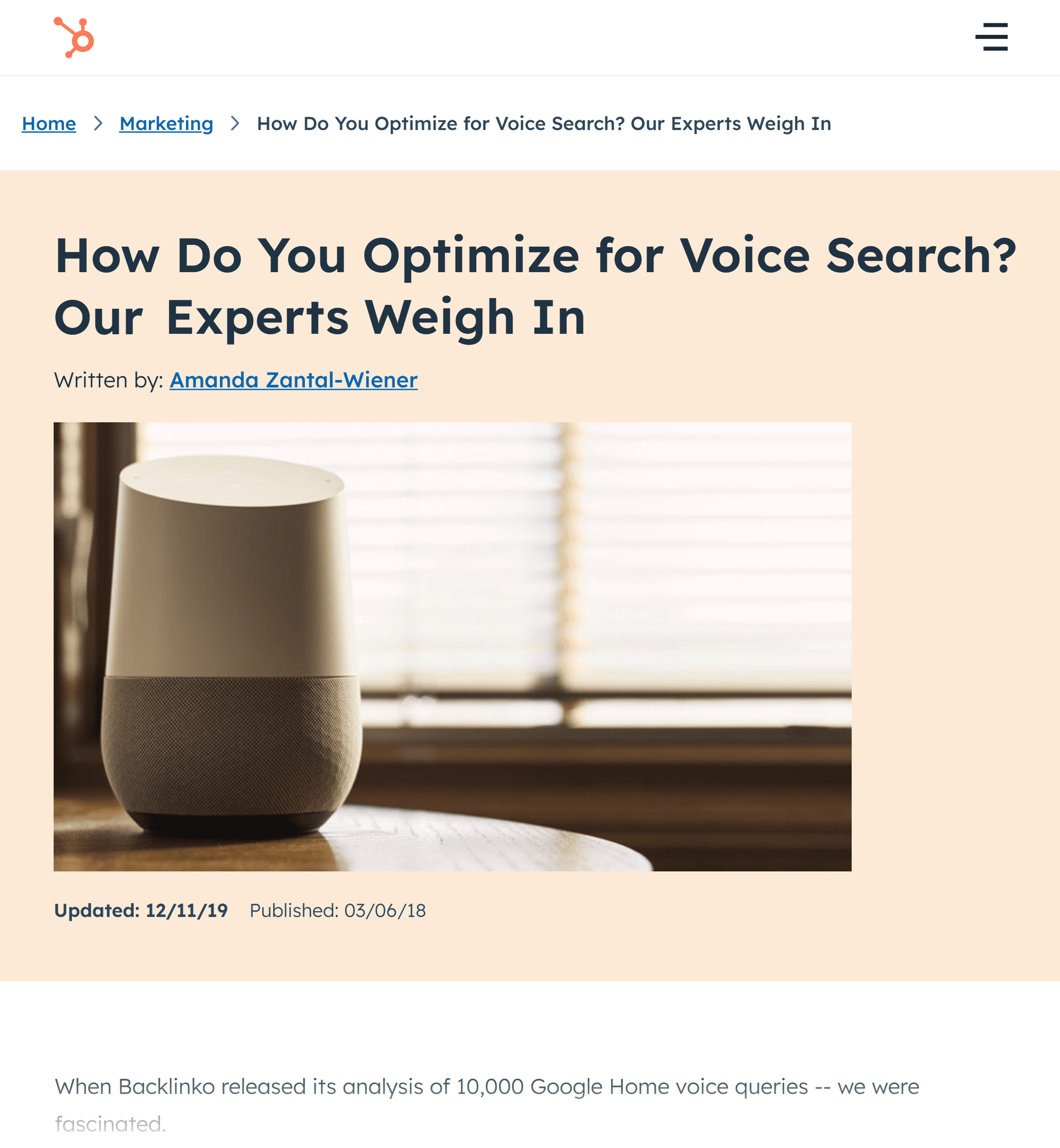 Hubspot – How to optimize Voice search