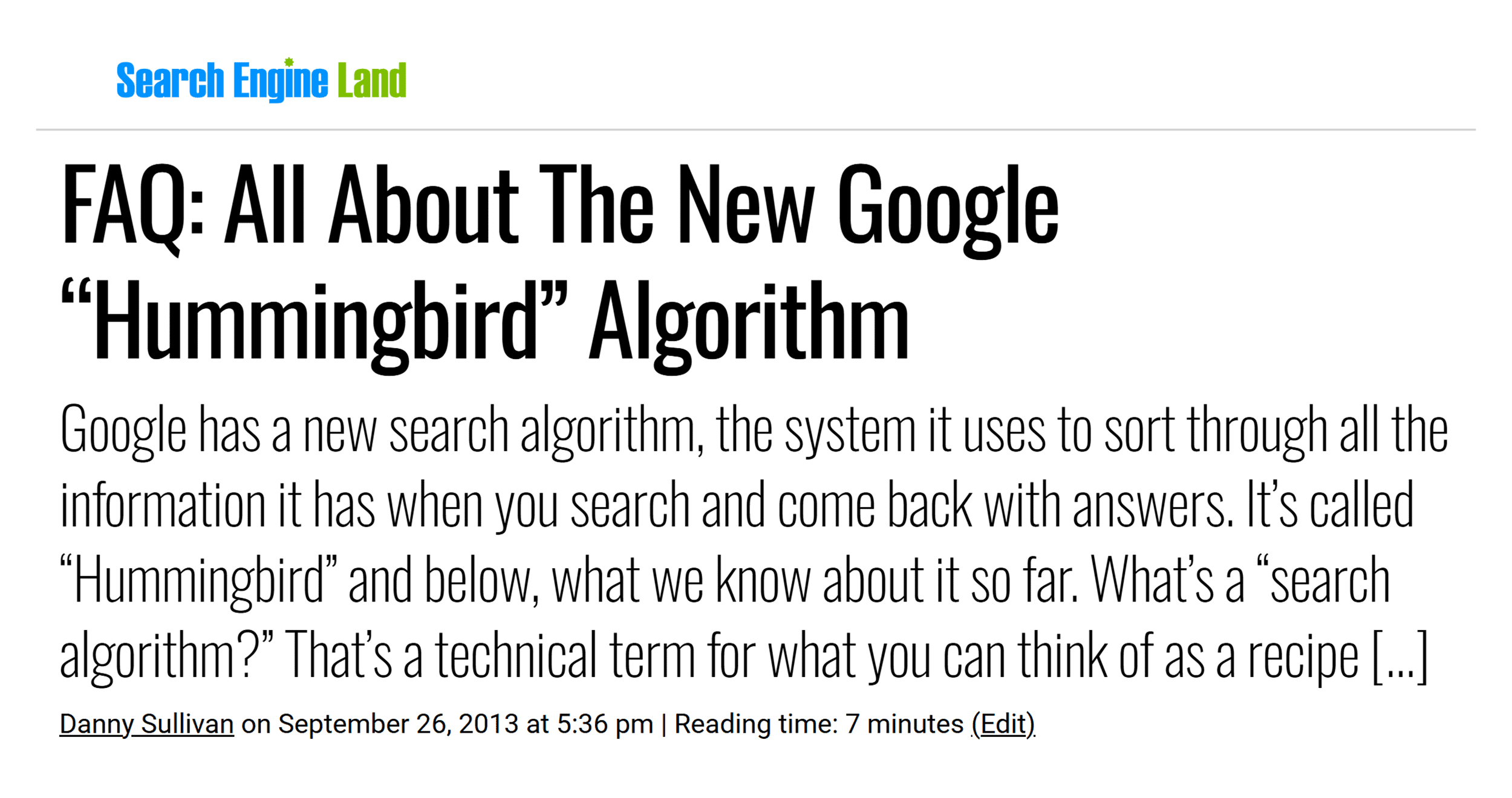 SEL – All About Google Hummingbird