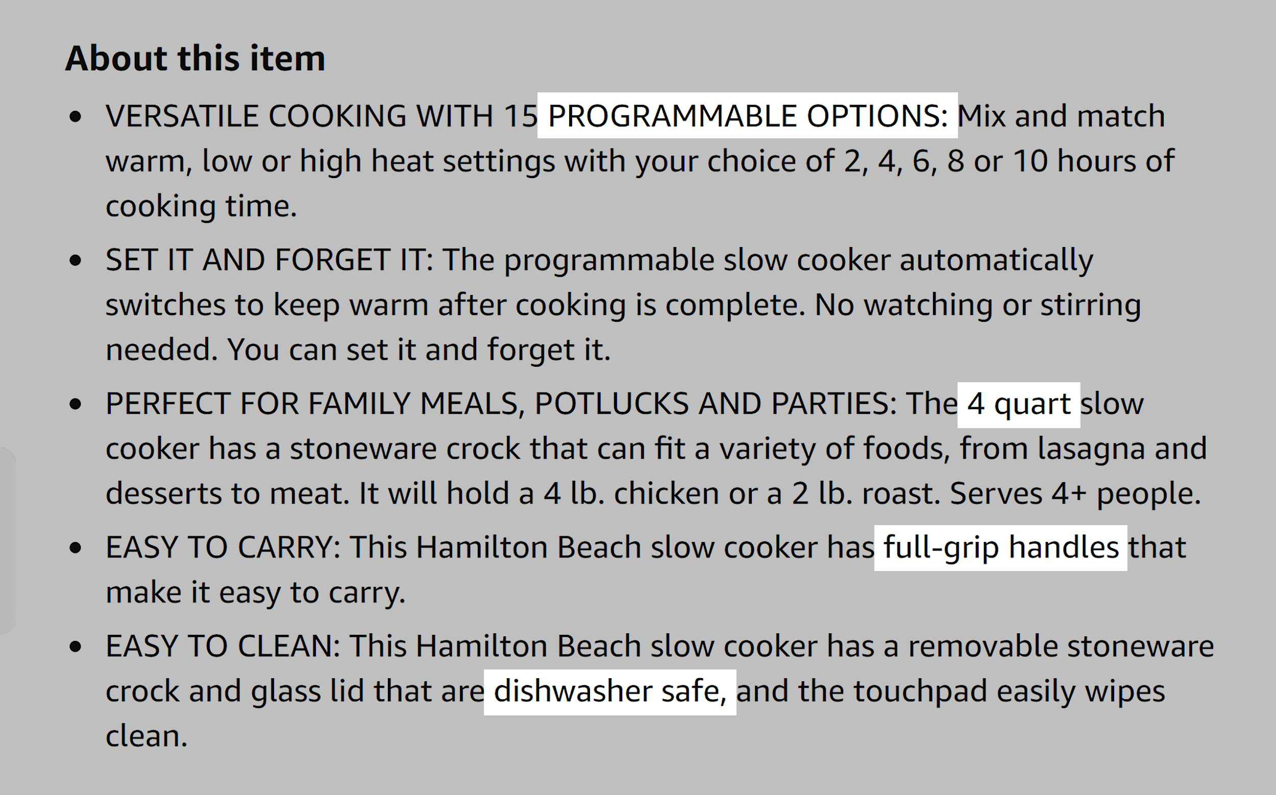 Slow cooker description – Keywords