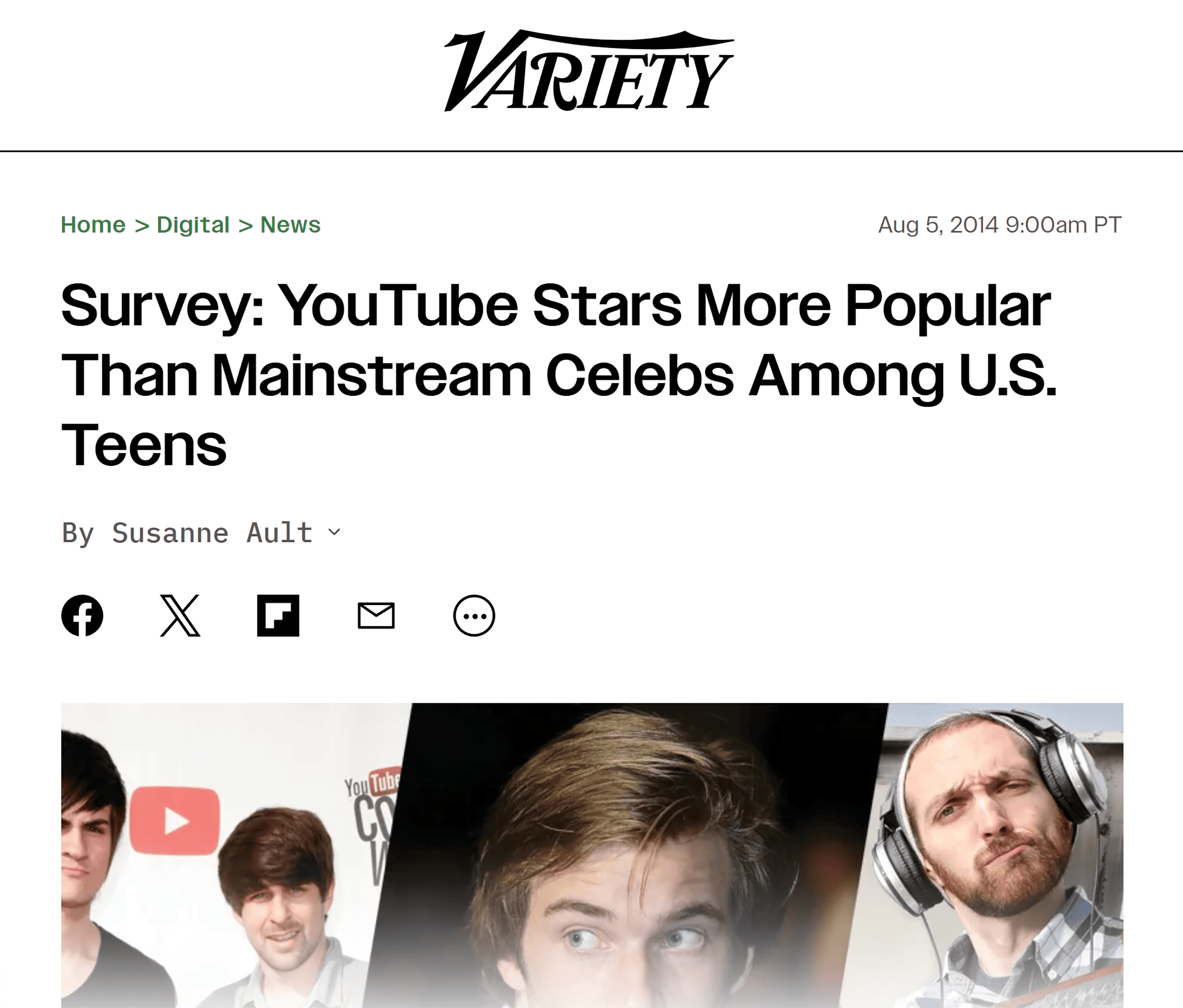 Variety – YouTube Stars More Popular