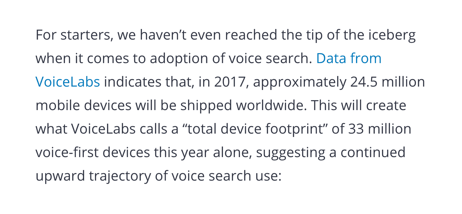Voice search writing linked to content featuring stats and data Voice search writing linked to content featuring stats and data
