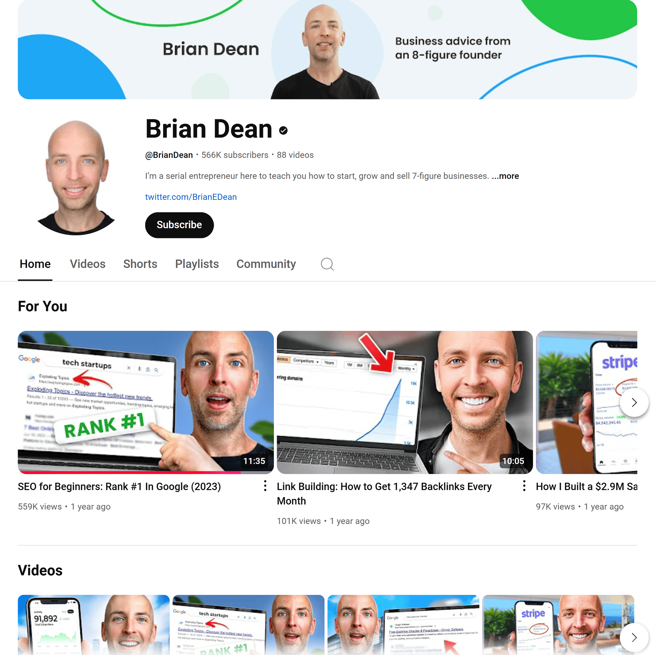YouTube – Brian Dean Channel